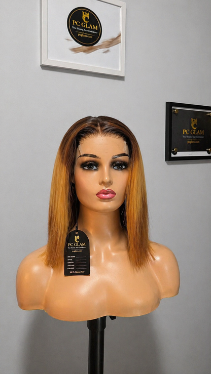 Straight Honey blonde/Brown Ombre Wig