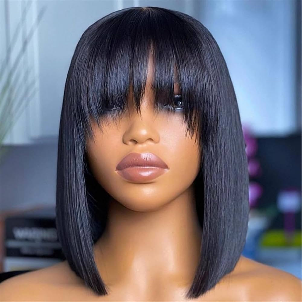 Sleek Bob Fringe Wig – 100% Human Hair