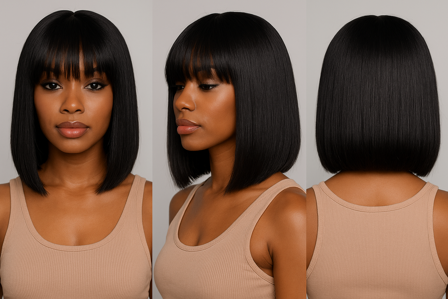 Sleek Bob Fringe Wig – 100% Human Hair