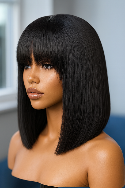 Sleek Bob Fringe Wig – 100% Human Hair